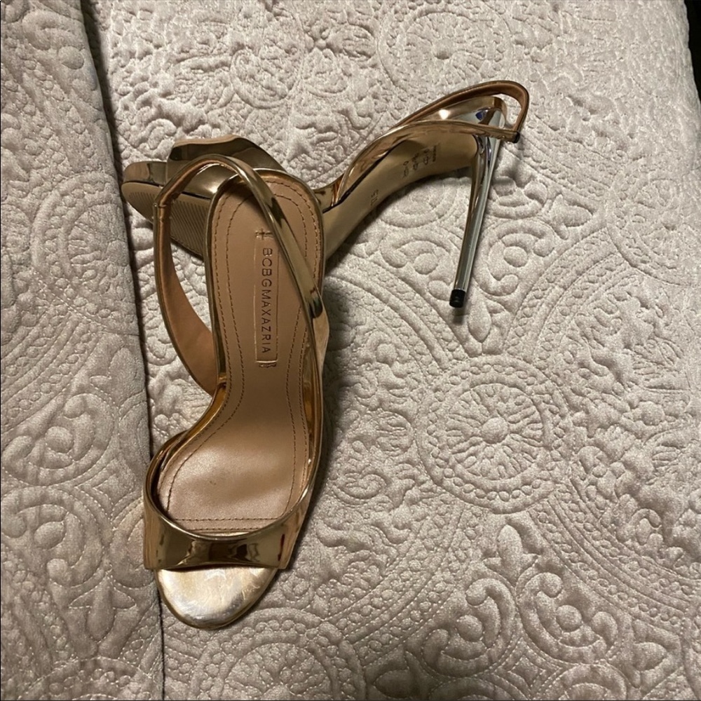 BCBG rose gold with silver heels